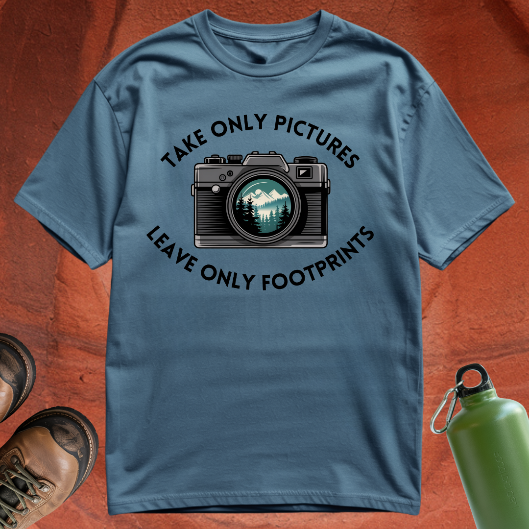 'Take Only Pictures, Leave Only Footprints' - T Shirt
