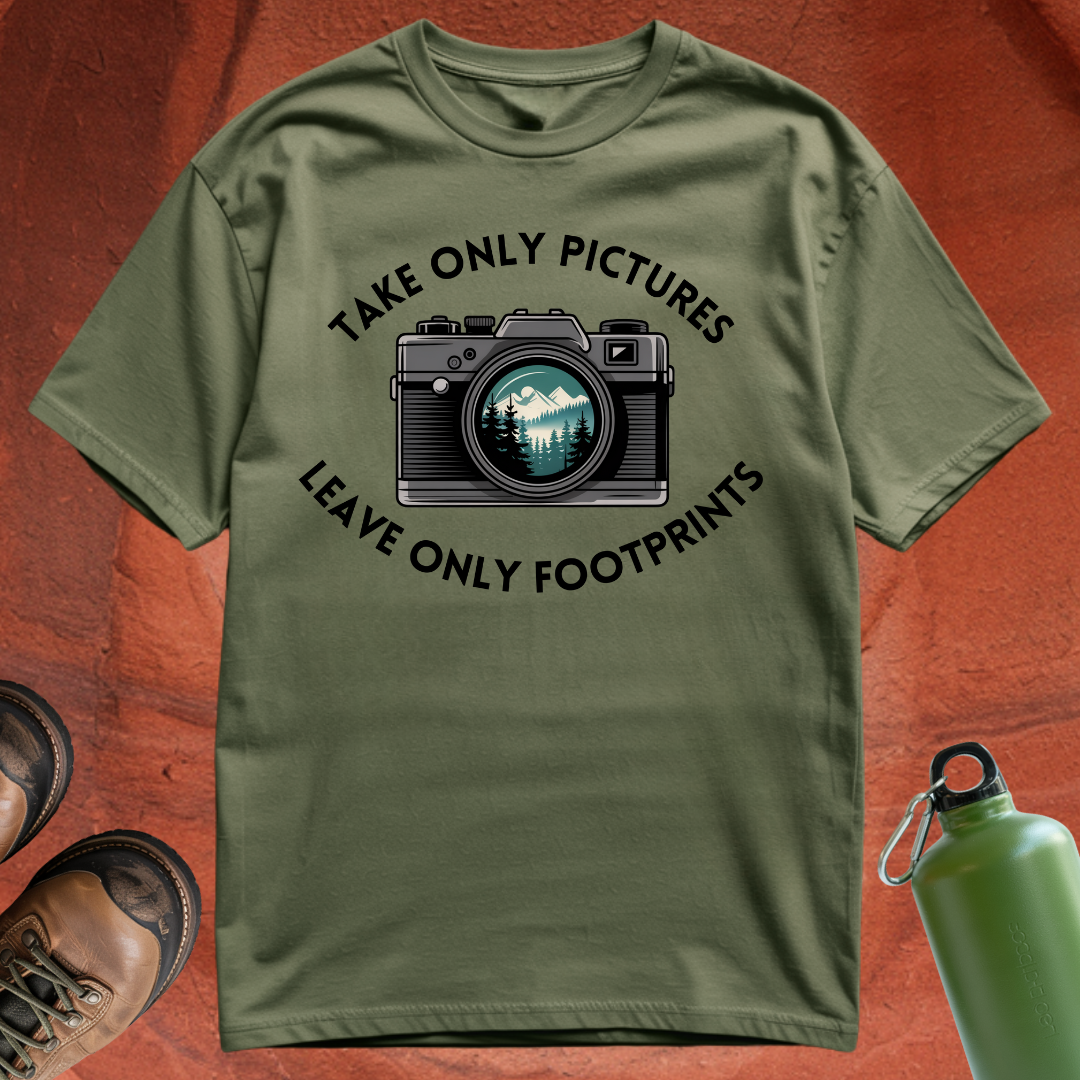 'Take Only Pictures, Leave Only Footprints' - T Shirt