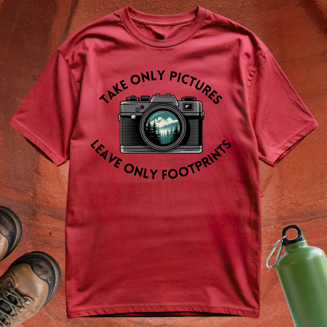 'Take Only Pictures, Leave Only Footprints' - T Shirt