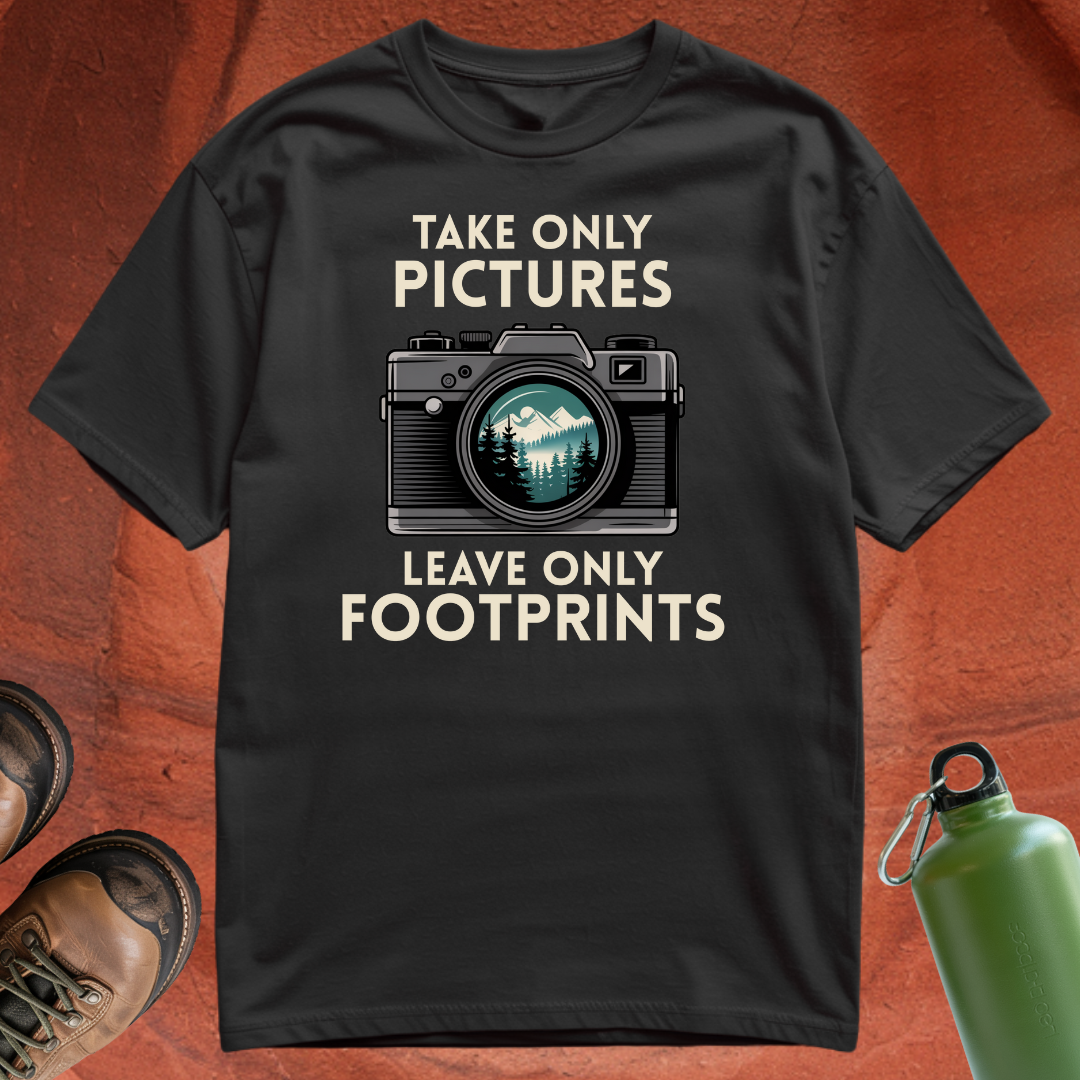 'Take Only Pictures, Leave Only Footprints' - T Shirt