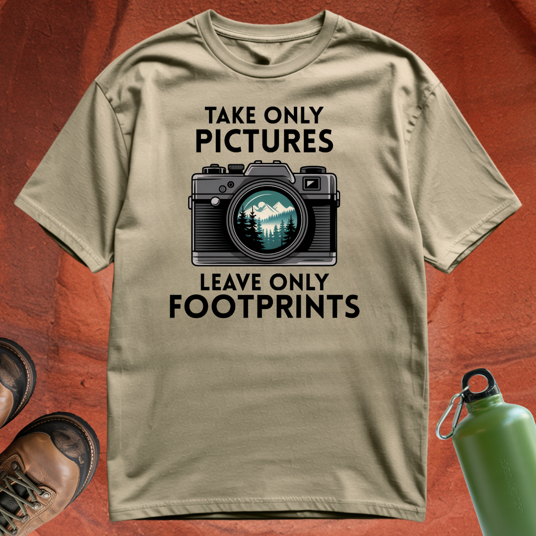 'Take Only Pictures, Leave Only Footprints' - T Shirt