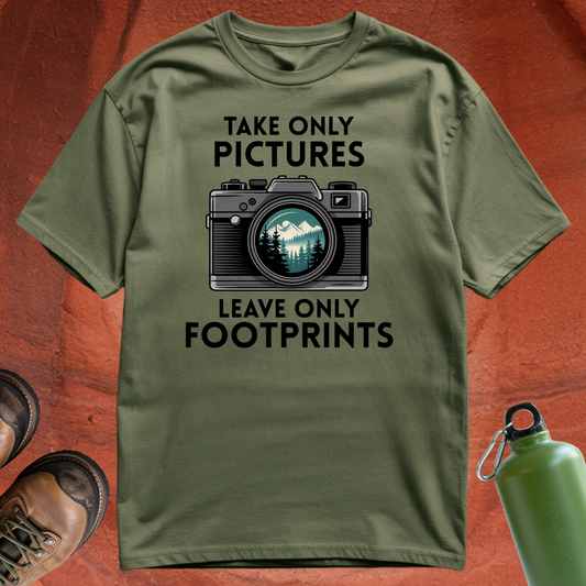'Take Only Pictures, Leave Only Footprints' - T Shirt