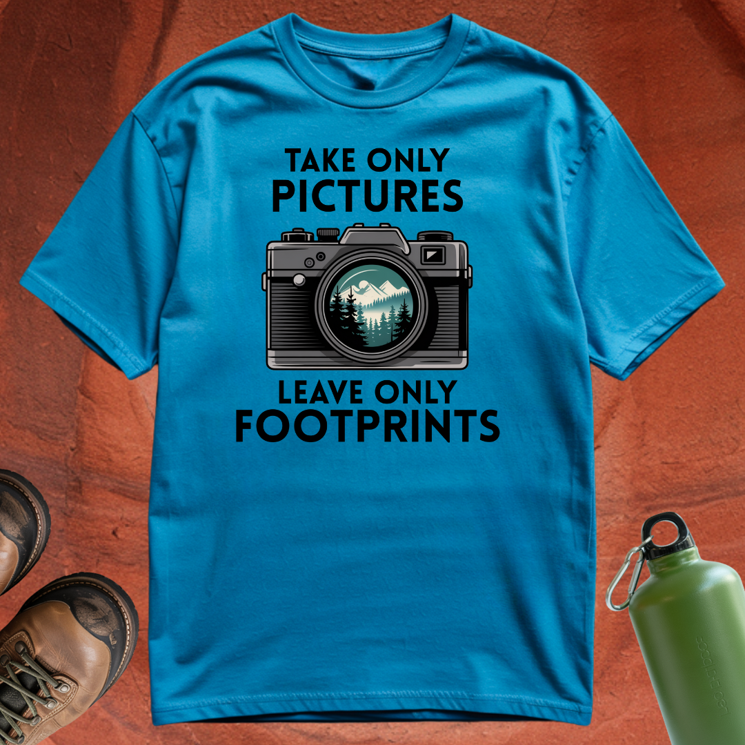 'Take Only Pictures, Leave Only Footprints' - T Shirt