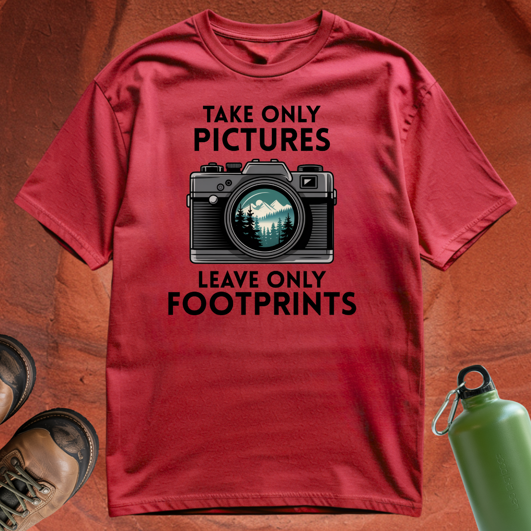 'Take Only Pictures, Leave Only Footprints' - T Shirt