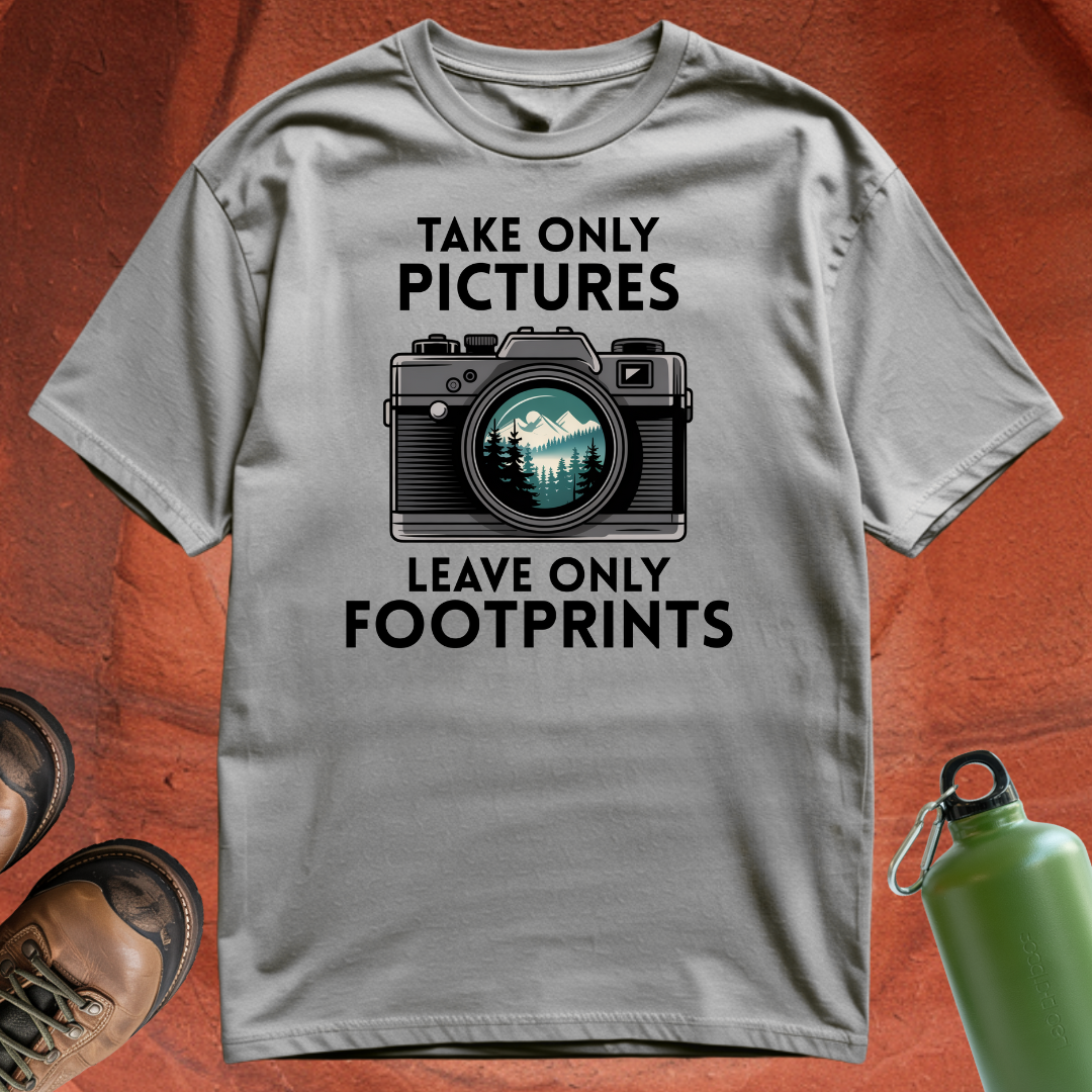 'Take Only Pictures, Leave Only Footprints' - T Shirt