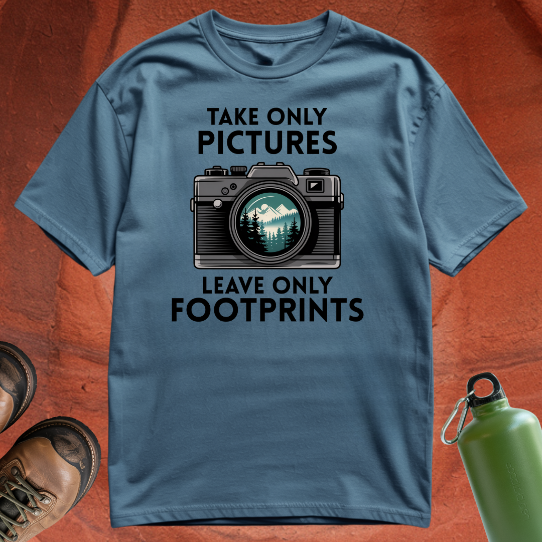 'Take Only Pictures, Leave Only Footprints' - T Shirt