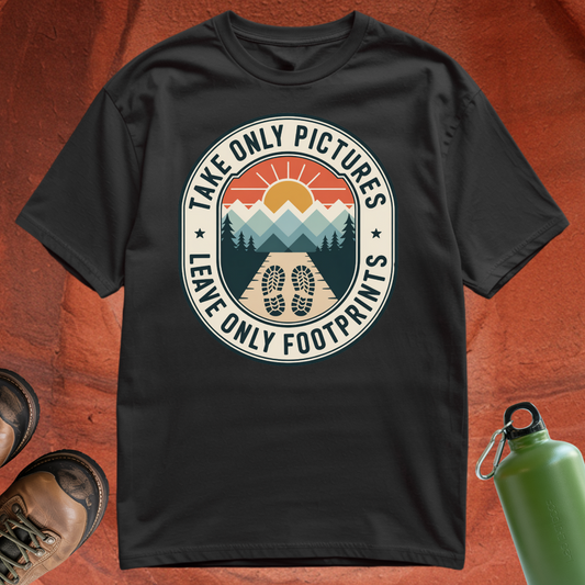 'Take Only Pictures, Leave Only Footprints' - T Shirt