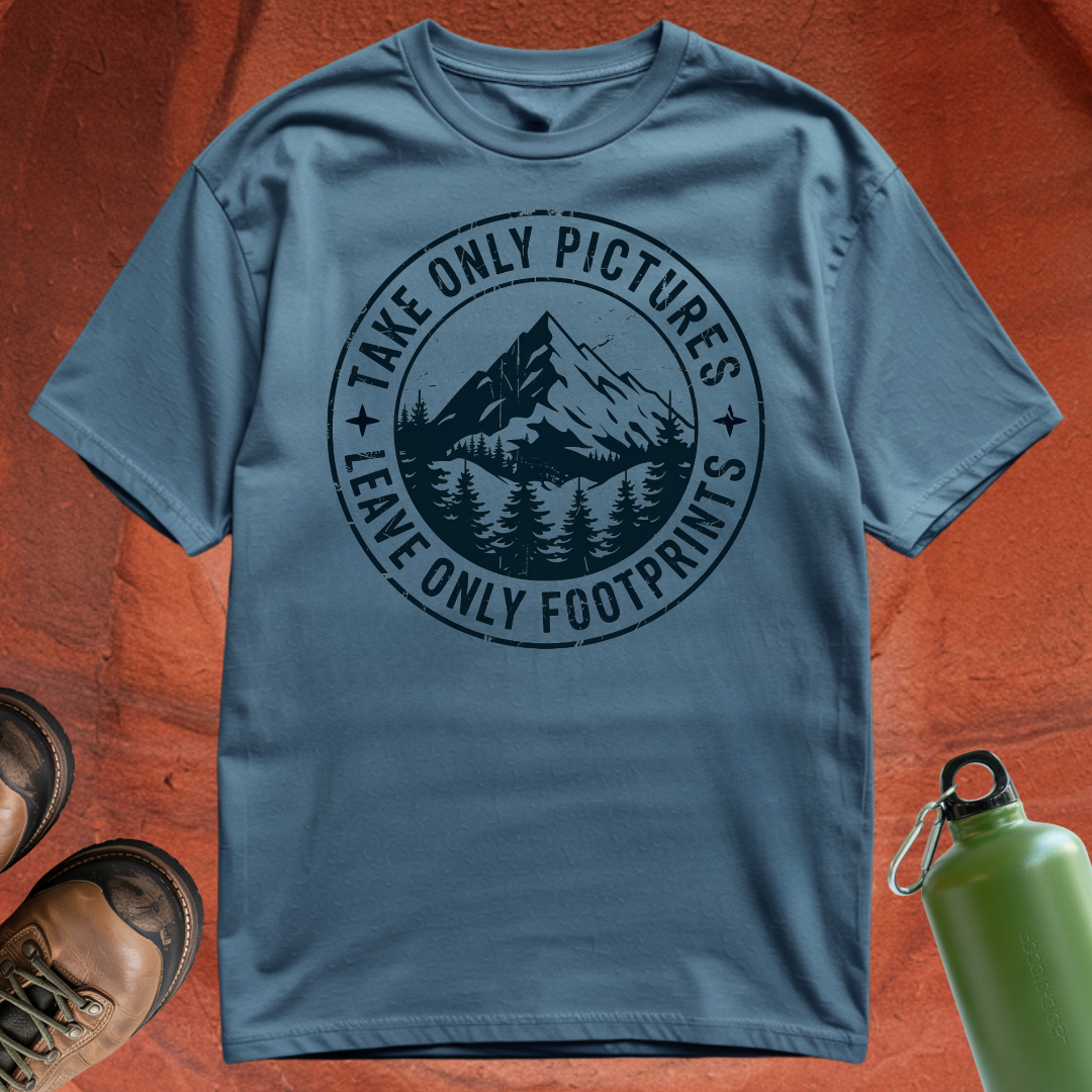 'Take Only Pictures, Leave Only Footprints' - T Shirt