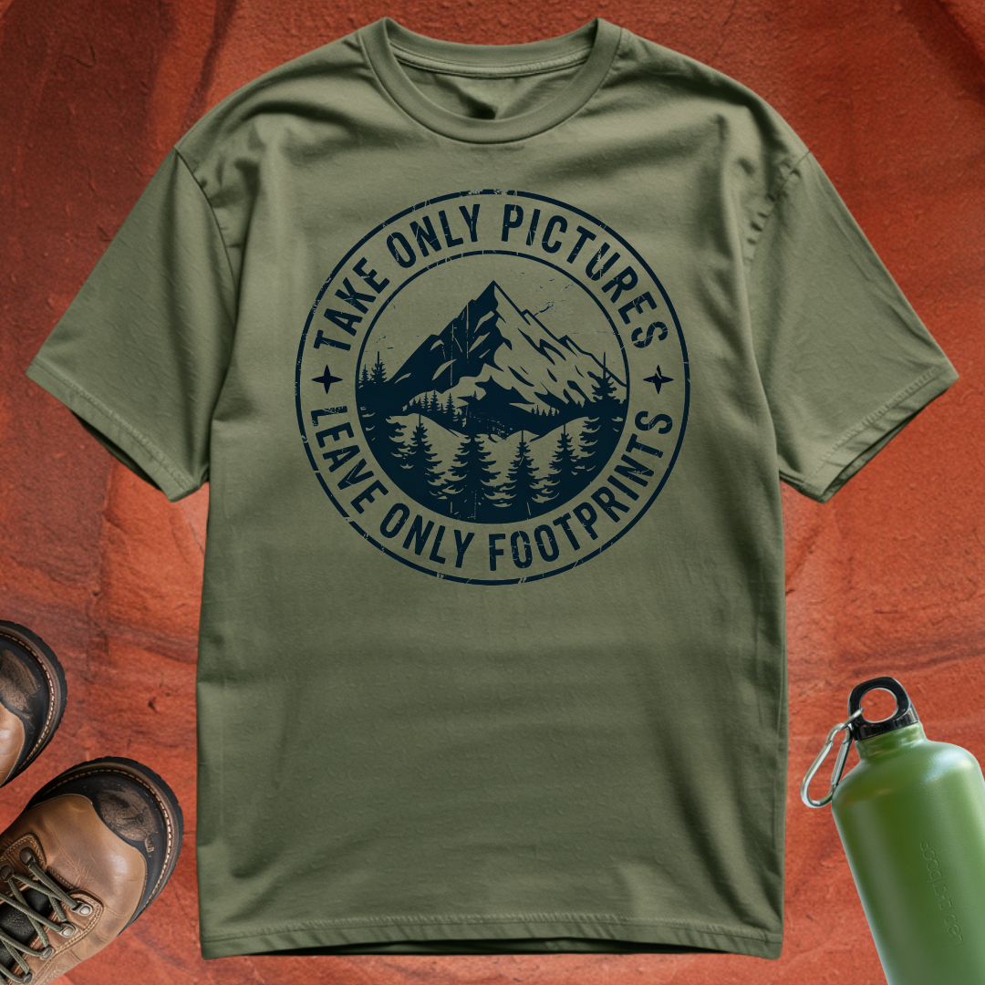 'Take Only Pictures, Leave Only Footprints' - T Shirt