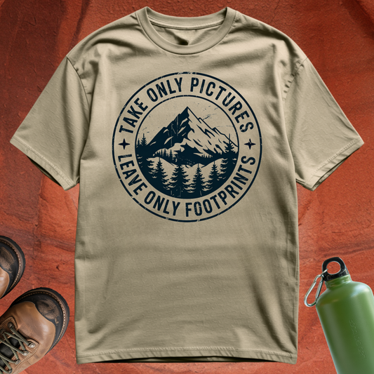 'Take Only Pictures, Leave Only Footprints' - T Shirt